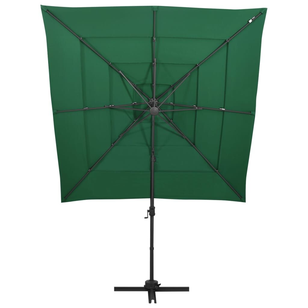 Vidaxl Sombrilla De Jardín 4 Niveles Palo De Aluminio Verde 250x250 Cm_1