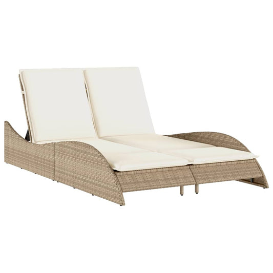 Tumbona Con Cojines Ratán Sintético Beige 114x205x73 Cm / Vetonek_0