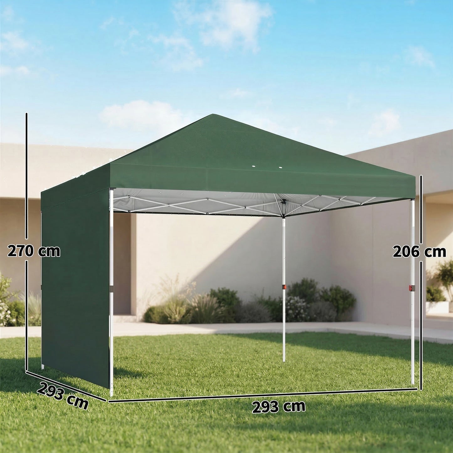 Outsunny Carpa Plegable Pop-up 3x3 M Con Pared Upf50+ Altura Ajustable Verde_2
