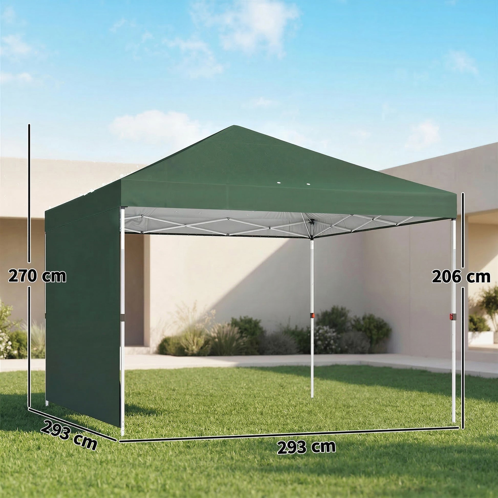 Outsunny Carpa Plegable Pop-up 3x3 M Con Pared Upf50+ Altura Ajustable Verde_2