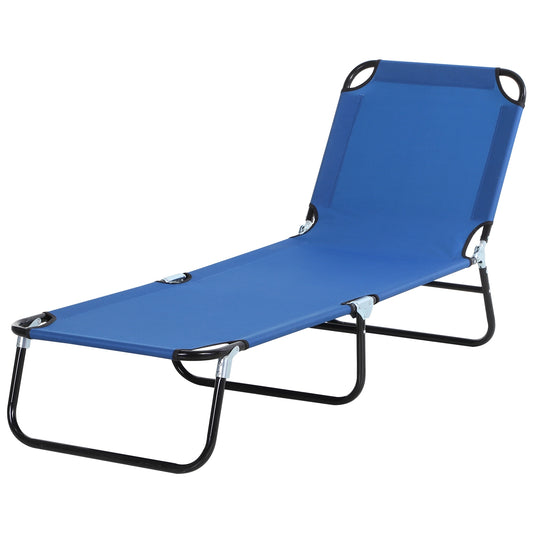 Outsunny Tumbona Plegable Reclinable Ajustable De 5 Posiciones 188x56x28cm Azul_0