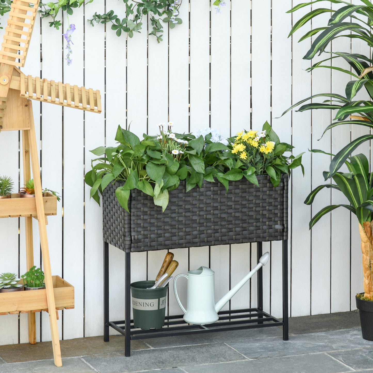 Outsunny Soporte Para Jardinera Exterior Huerto Urbano Con Estante 70x30x72 Cm_1