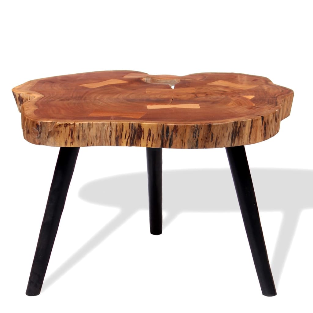Mesa De Centro De Tronco Madera Maciza De Acacia (55-60)x40 Cm_1