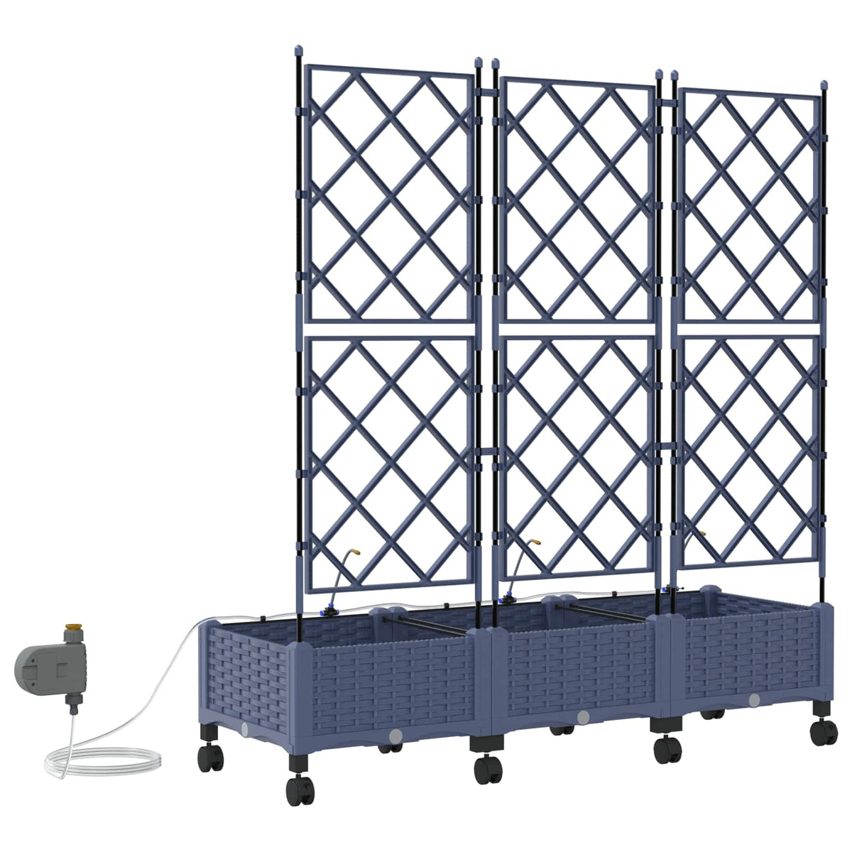 Maceta De Jardín Con Riego Y Ruedas 3 Uds. Gris Pp_3
