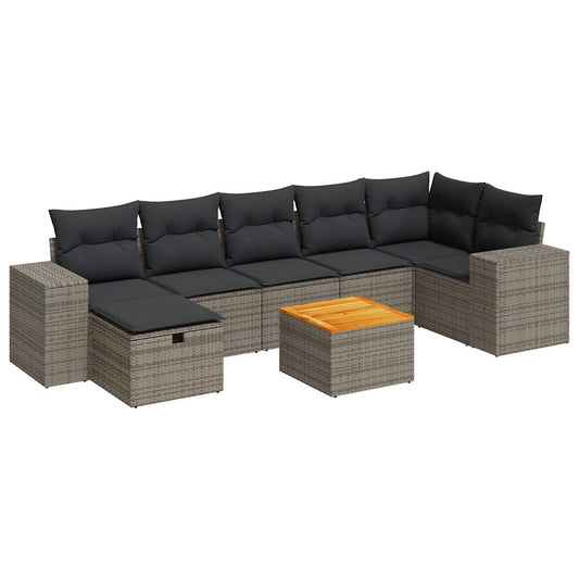 Set De Sofás De Jardín Y Cojines 8 Piezas Ratán Sintético Gris / Vetonek_0