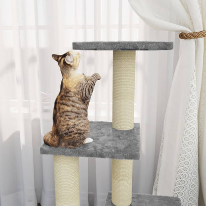 Rascador Para Gatos Con Postes De Sisal Gris Claro 92 Cm_2