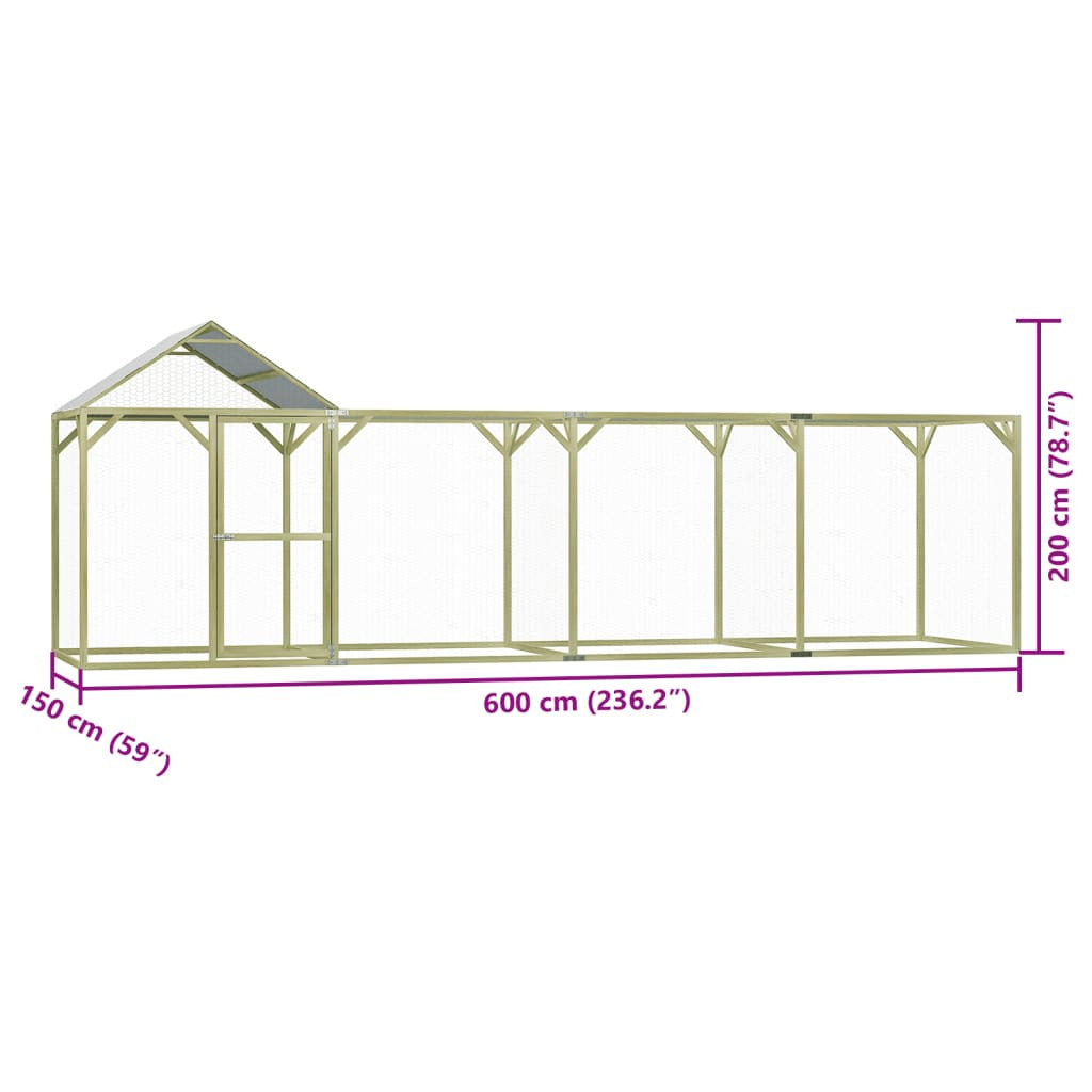 Vidaxl Jaula Gallinero Madera Impregnada De Pino 6x1,5x2 M_2