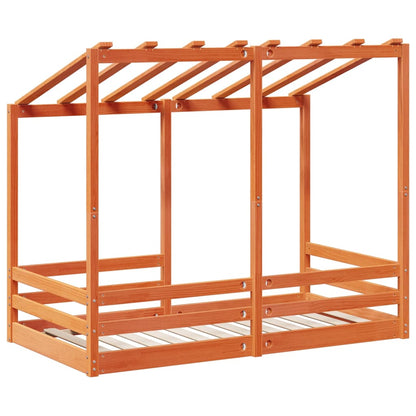 Cama Infantil Con Techo Madera Maciza Pino Marrón 70x140 Cm_5