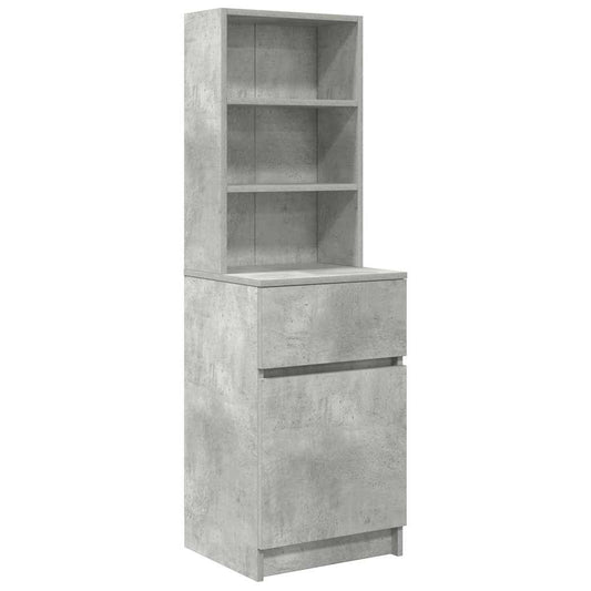 Mesilla De Noche Gris Hormigón 39x35x125cm Madera De Ingeniería_0