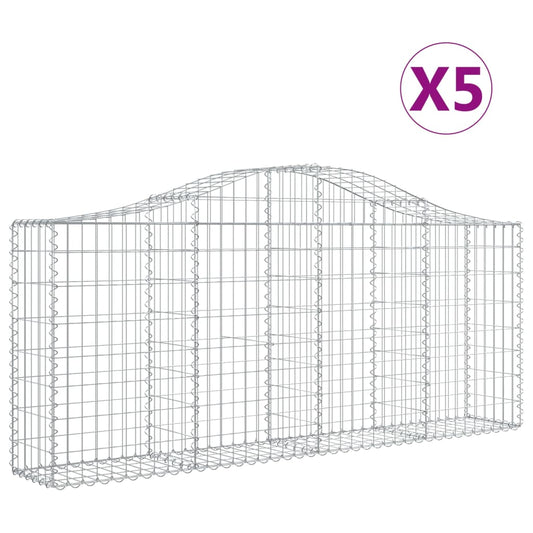 Cestas De Gaviones 5 Uds Forma De Arco Hierro 200x30x80/100 Cm_0