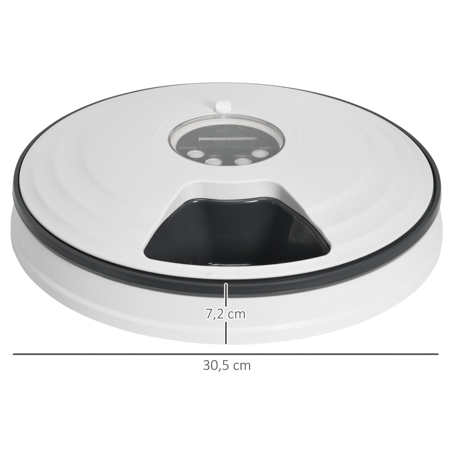 Pawhut Alimentador Automático Para Gatos Perros Temporizador Ø30,5x7,2 Cm Blanco_2