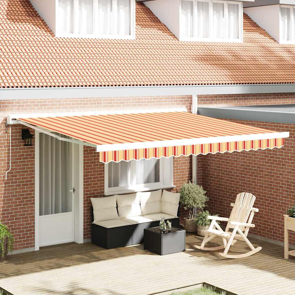 Toldo Retráctil Amarillo Y Rojo 400 X 300 Cm Tela Y Metal_1