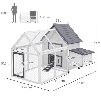Pawhut Gallinero Exterior 2 Niveles Con Caja Nido Bandeja 166x124x112 Cm Gris Y_2