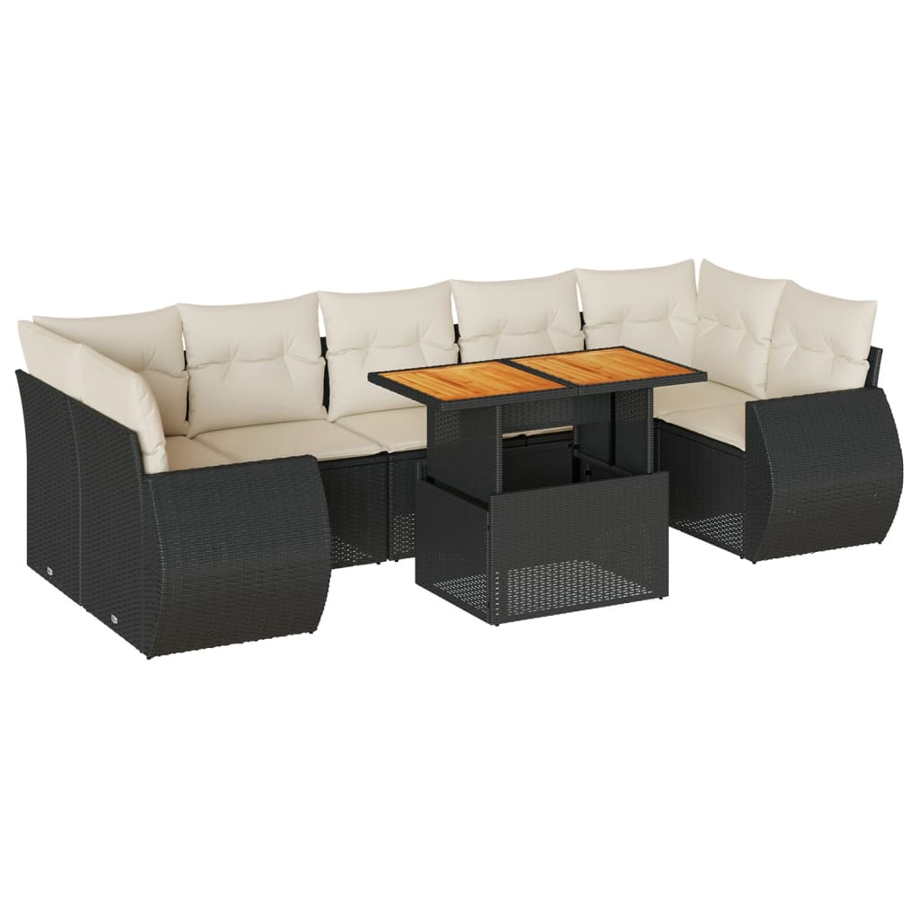 Set De Sofás De Jardín Y Cojines 8 Piezas Ratán Sintético Negro / Vetonek_1