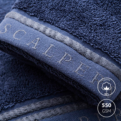 Toalla De Manos 50x100cm 100% Algodón Azul Navy 550gsm Con Rayas Scalpers Home