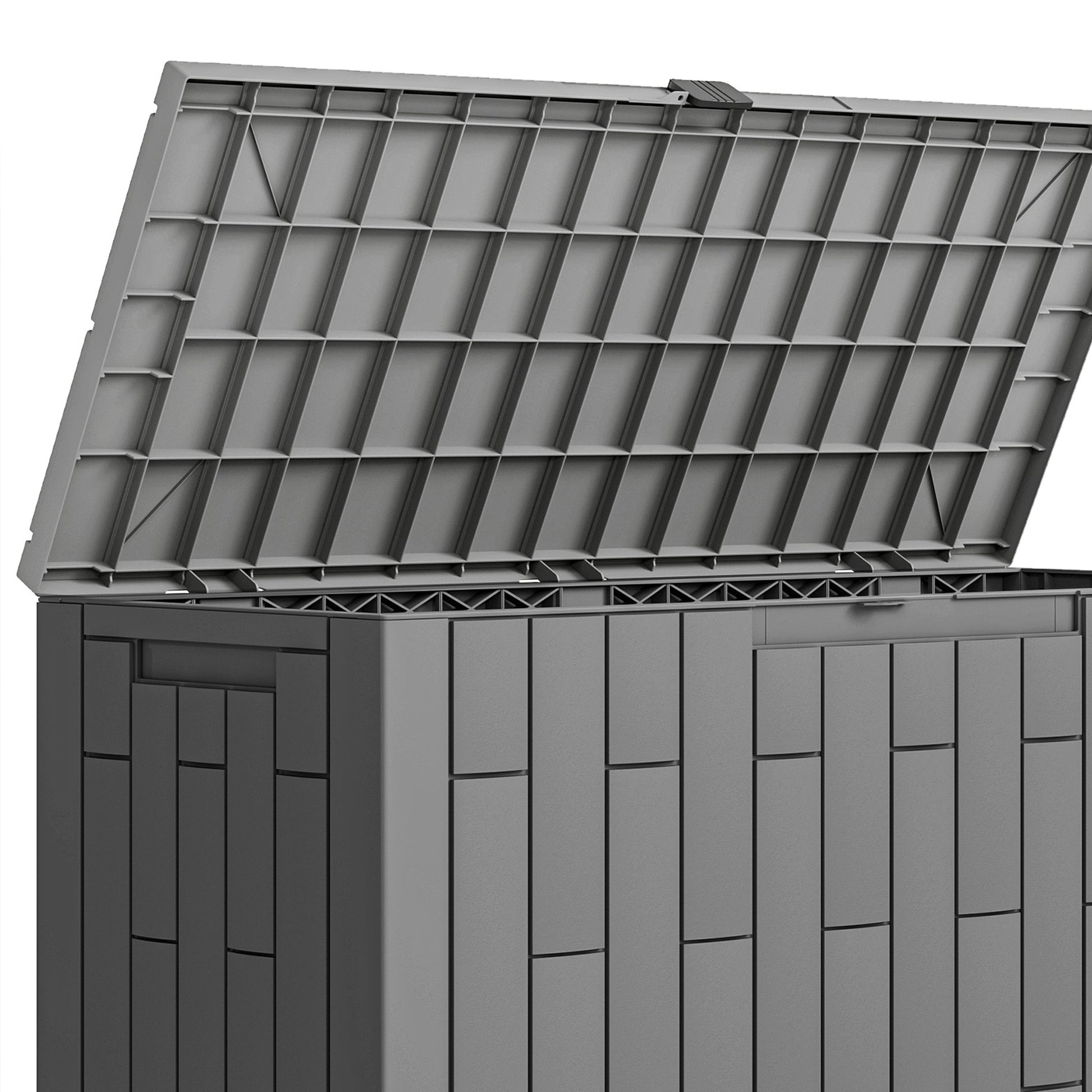 Outsunny Arcón Exterior 227l De Pp Con Cerradura Resistente Al Agua Anti-uv Gris_4