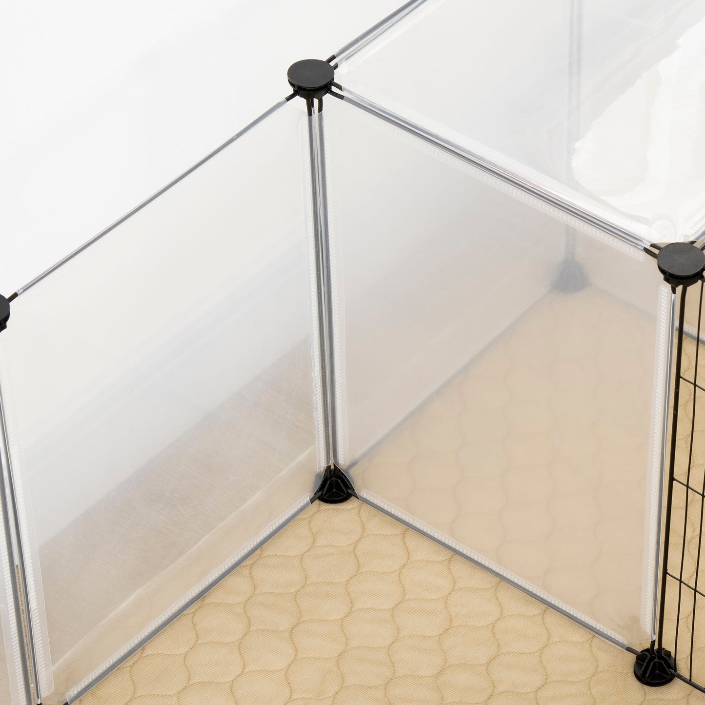 Pawhut Valla Para Mascotas Diy Con 20 Paneles Y Tapete 175x70x45 Cm Blanco_3