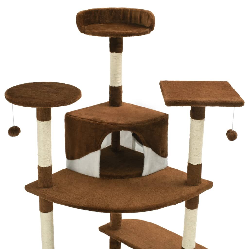 Vidaxl Rascador Para Gatos Con Poste De Sisal Marrón Y Blanco 203 Cm_3