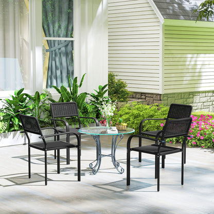 Outsunny Juego De 4 Sillas De Jardín Exterior Apilables 55x60x83 Cm Negro_3