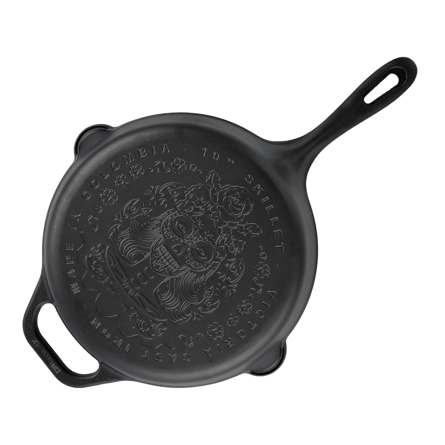 Victoria Sartén Hierro Fundido Curado Diseño Catrina Inducción 25cm Apta Fuego, Horno Cast Iron Skillet, Catrina, Negro_0