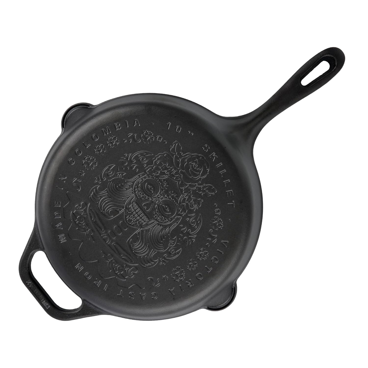 Victoria Sartén Hierro Fundido Curado Diseño Catrina Inducción 25cm Apta Fuego, Horno Cast Iron Skillet, Catrina, Negro_0