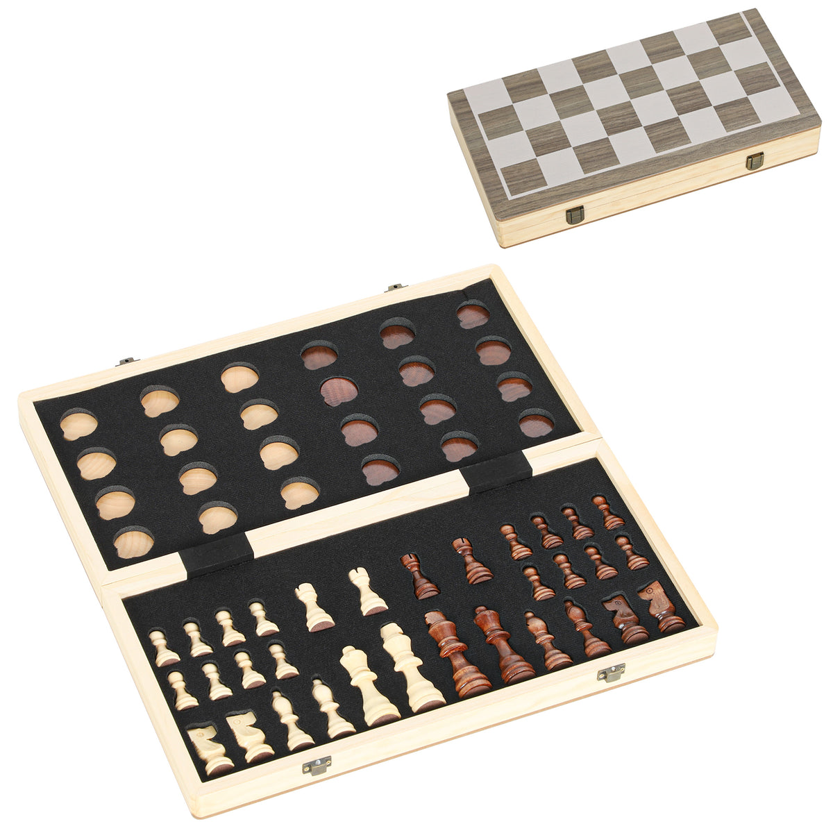 Jogo De Xadrez E Damas Sportnow Mdf, Madeira De Pinho Madeira E Branco 38.5x38.5x2.8 Cm A71-056v00wn_0