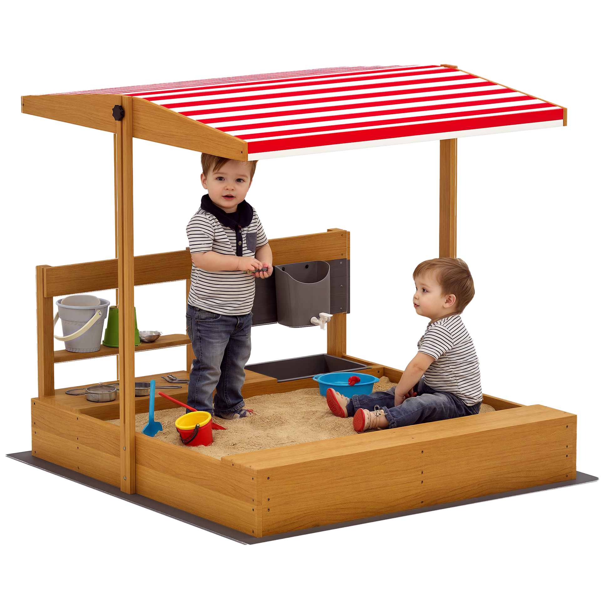 Outsunny Arenero Para Niños De Madera Con Techo Ajustable_0