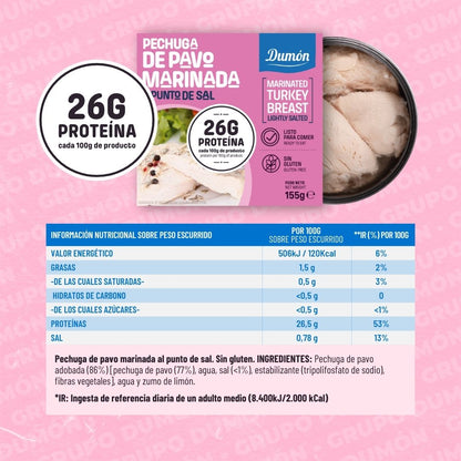 Dumon - Conserva De Pavo En Su Propio Jugo 160gr - Pavo Al Natural En Lata - Pack De 12 Unidades - Gluten Free_3