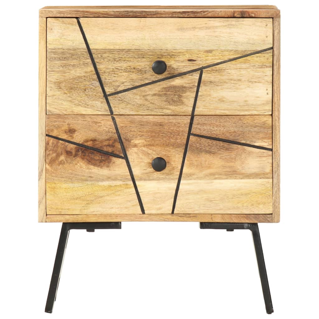 Mesita De Noche De Madera Maciza De Mango 40x30x50 Cm_0