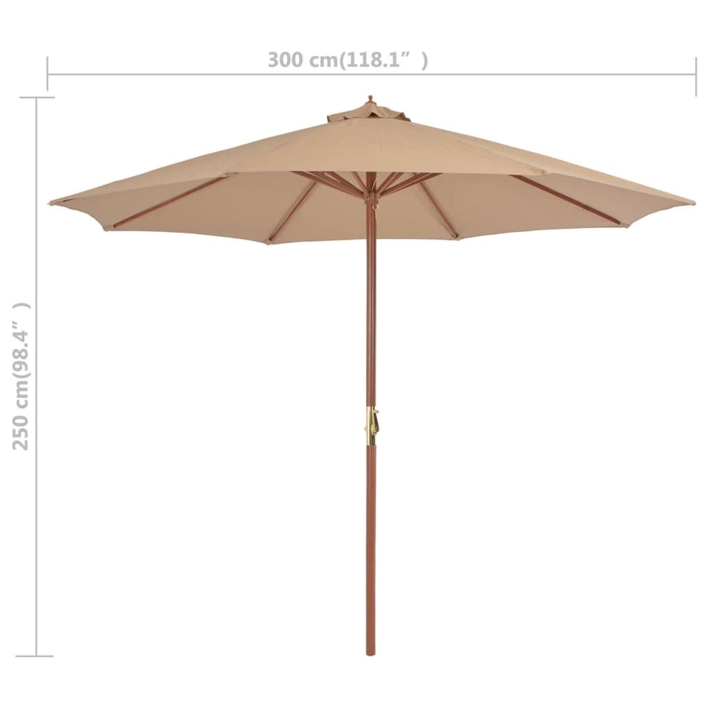 Vidaxl Sombrilla De Jardín Con Palo De Madera Gris Taupe 300 Cm_2