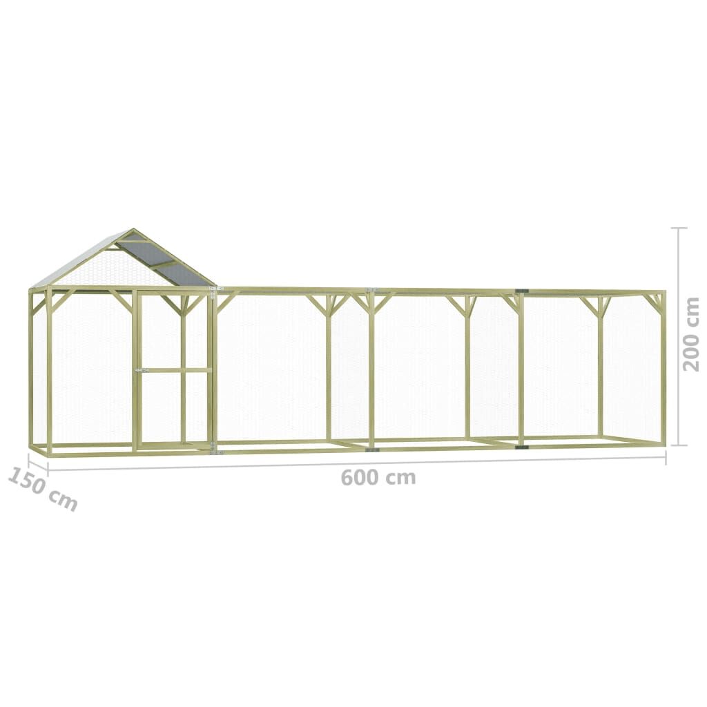 Vidaxl Gallinero De Madera De Pino Impregnada 6x1,5x2 M_2