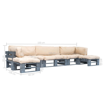Vidaxl Sofás De Palés Para Jardín 6 Pzas Madera Y Cojines Color Arena_2