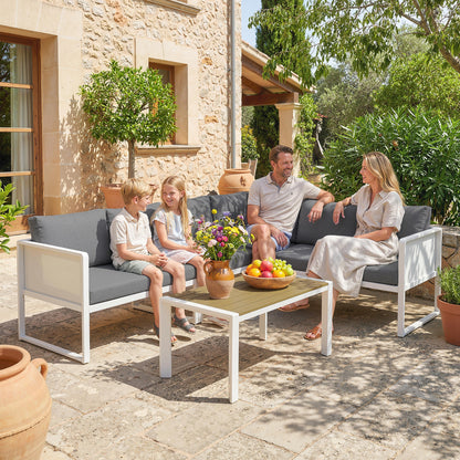 Outsunny Conjunto De Jardín Exterior De 4 Piezas En Forma De L Con Cojines Gris_1