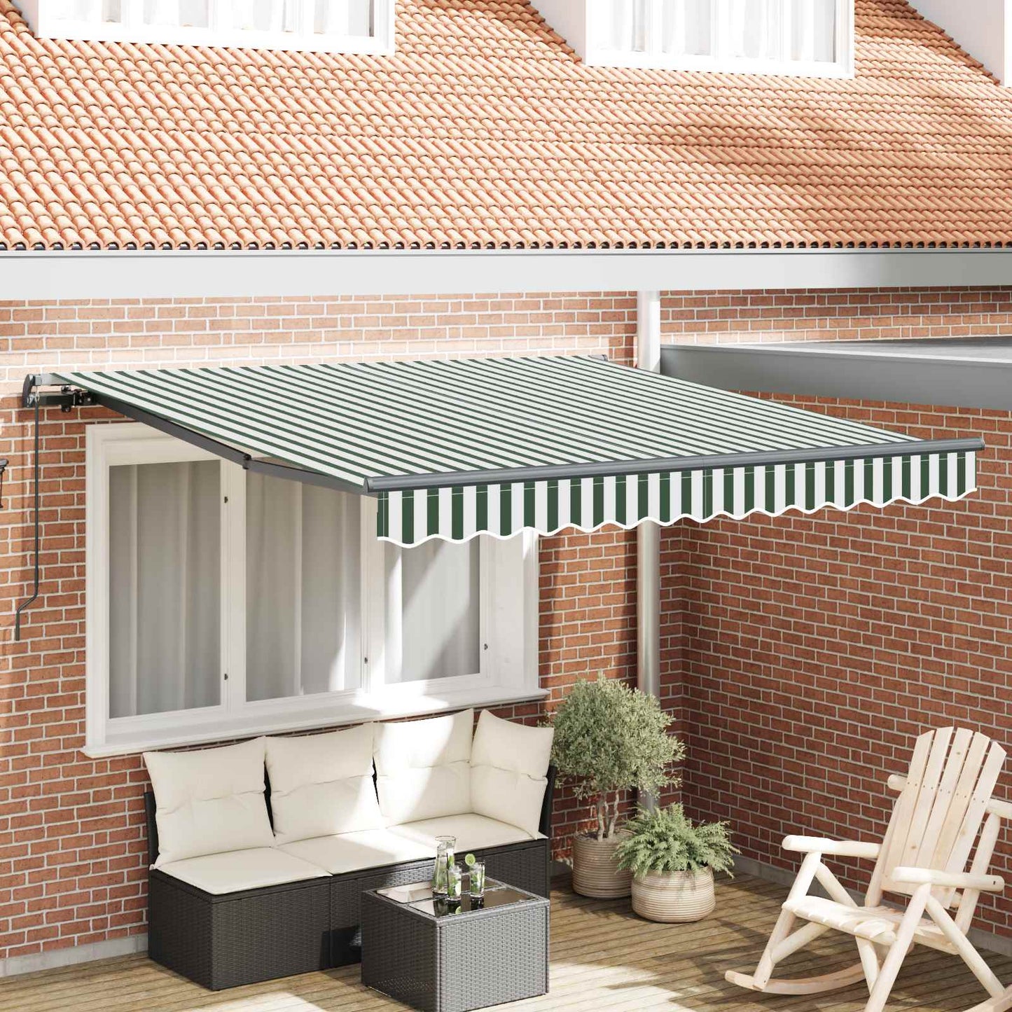 Toldo Retráctil Verde Y Blanco 350 X 250 Cm_1