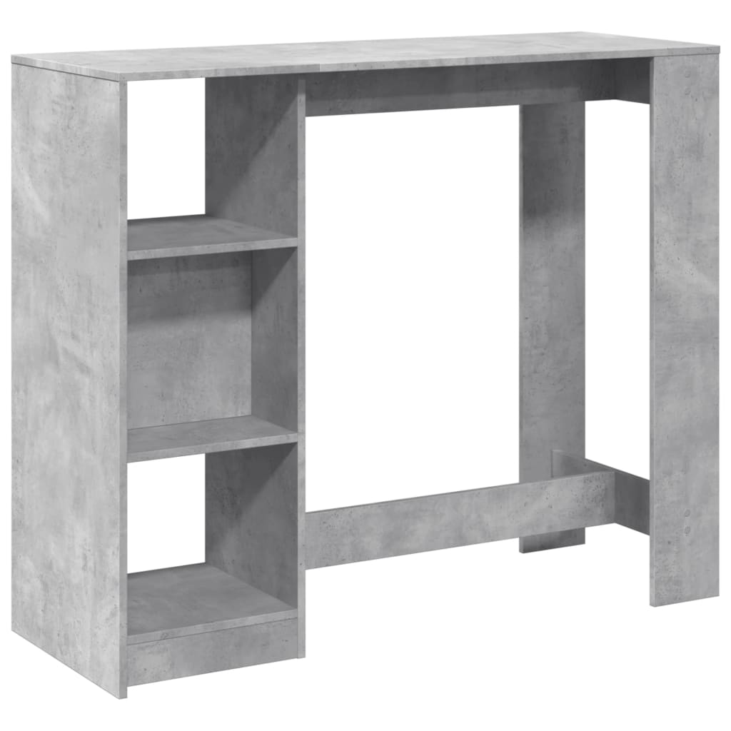 Mesa Bar Con Estante Madera Gris Hormigón 124x46x103,5 Cm_0