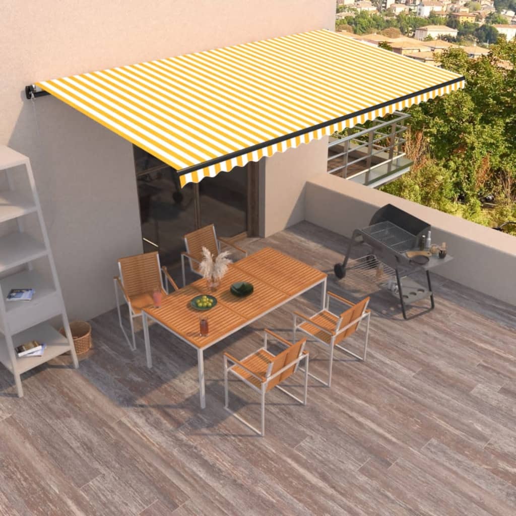 Toldo Retráctil Manual Amarillo Y Blanco 600x350 Cm_1