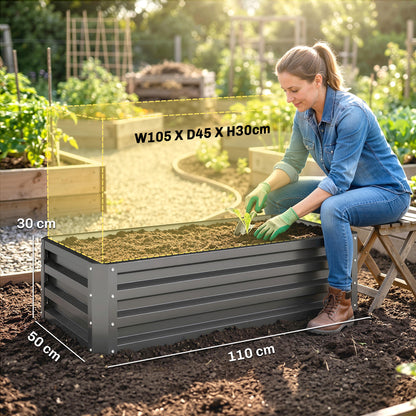 Outsunny Juego De 2 Jardineras Exterior Grandes De Acero 110x50x30 Cm Gris_2