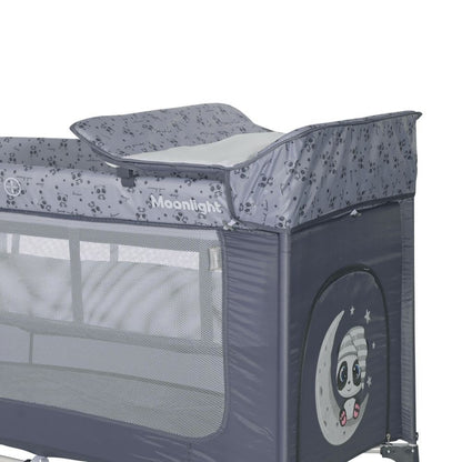 Cuna De Viaje Moonlight Plus (2 Niveles) Cool Grey Pandas_4