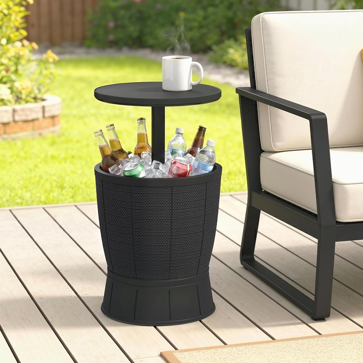 Outsunny Mesa Nevera Para Exterior 41 L 3 En 1 Cool Bar Mesa Auxiliar Negro_1