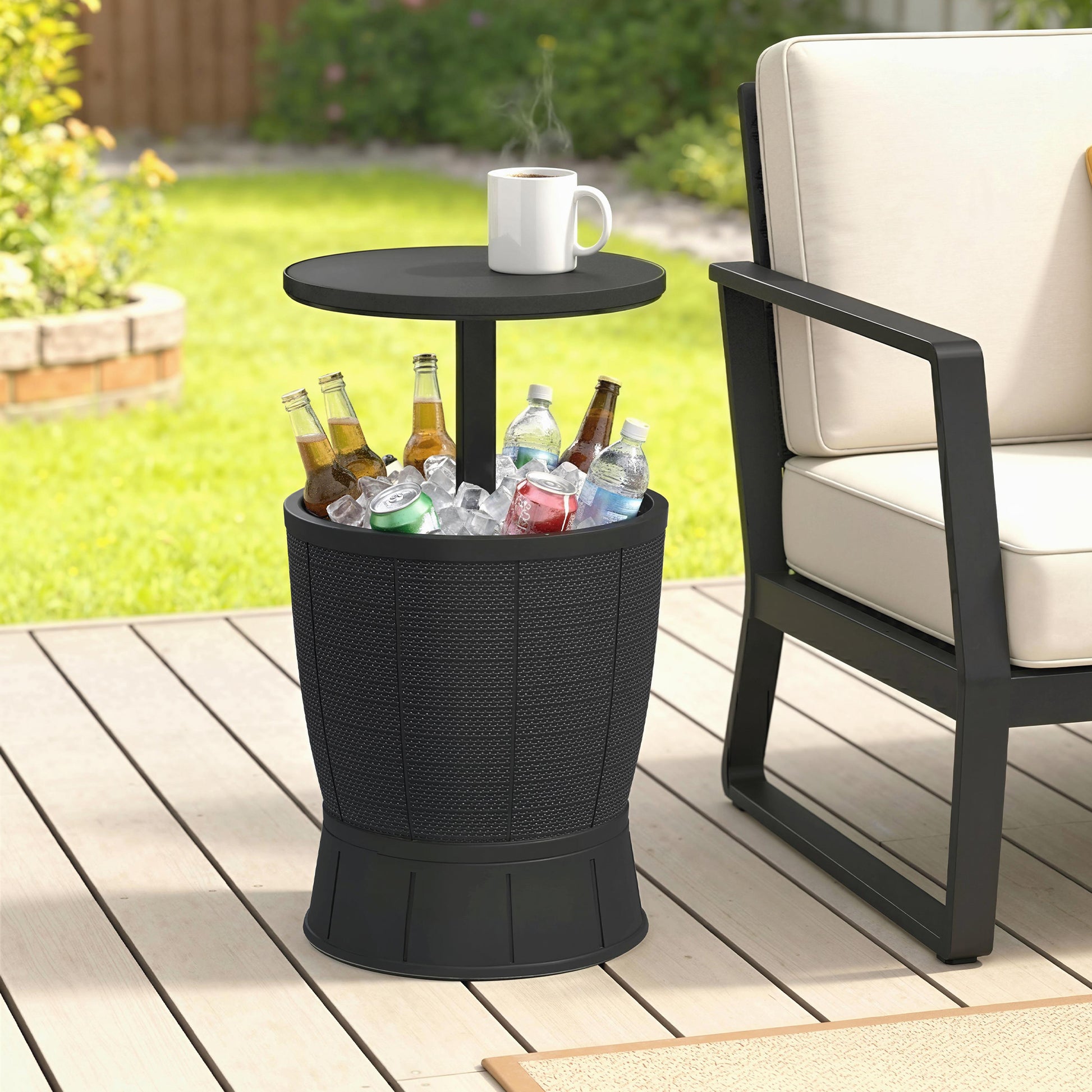 Outsunny Mesa Nevera Para Exterior 41 L 3 En 1 Cool Bar Mesa Auxiliar Negro_1