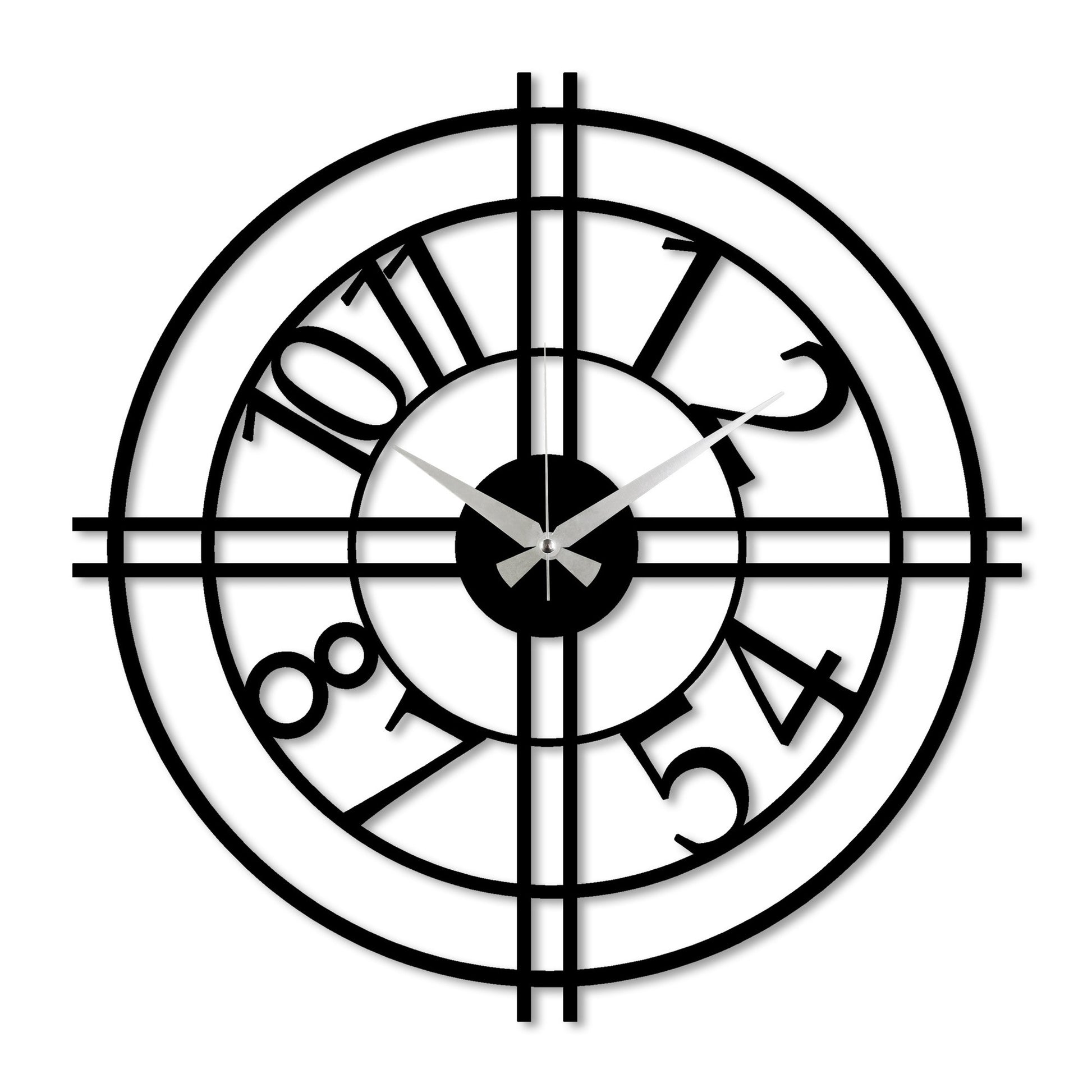 Reloj De Pared Circular Metal Estilo Cruz