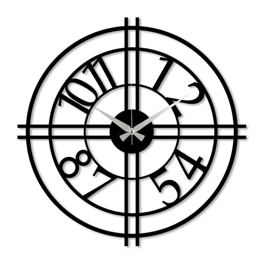 Reloj De Pared Circular Metal Estilo Cruz