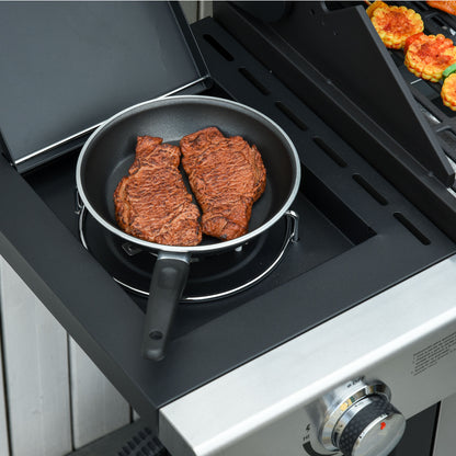 Outsunny Barbacoa De Gas Con Ruedas 5 Quemadores Armario Acero Inox. Bbq 3kw_3