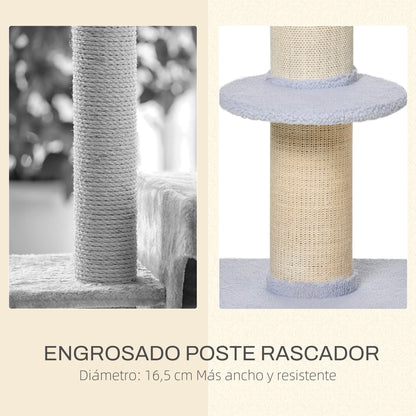 Pawhut Árbol Rascador Para Gatos Altura 91 Cm De 3 Niveles 45x45x91cm Azul Claro_5