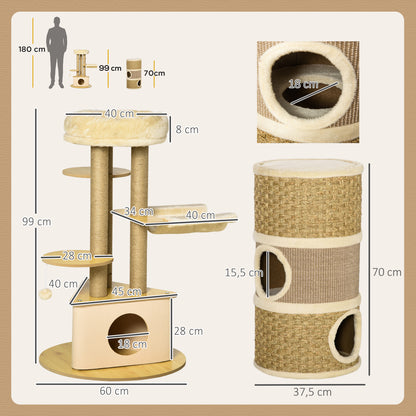 Pawhut Conjunto De 1 Cama De Túnel Para Gatos Y 1 Árbol Rascador Para Gatos_2