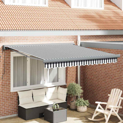 Toldo Retráctil Aluminio Y Tela Gris Antracita Y Blanco 3x2,5 M_1