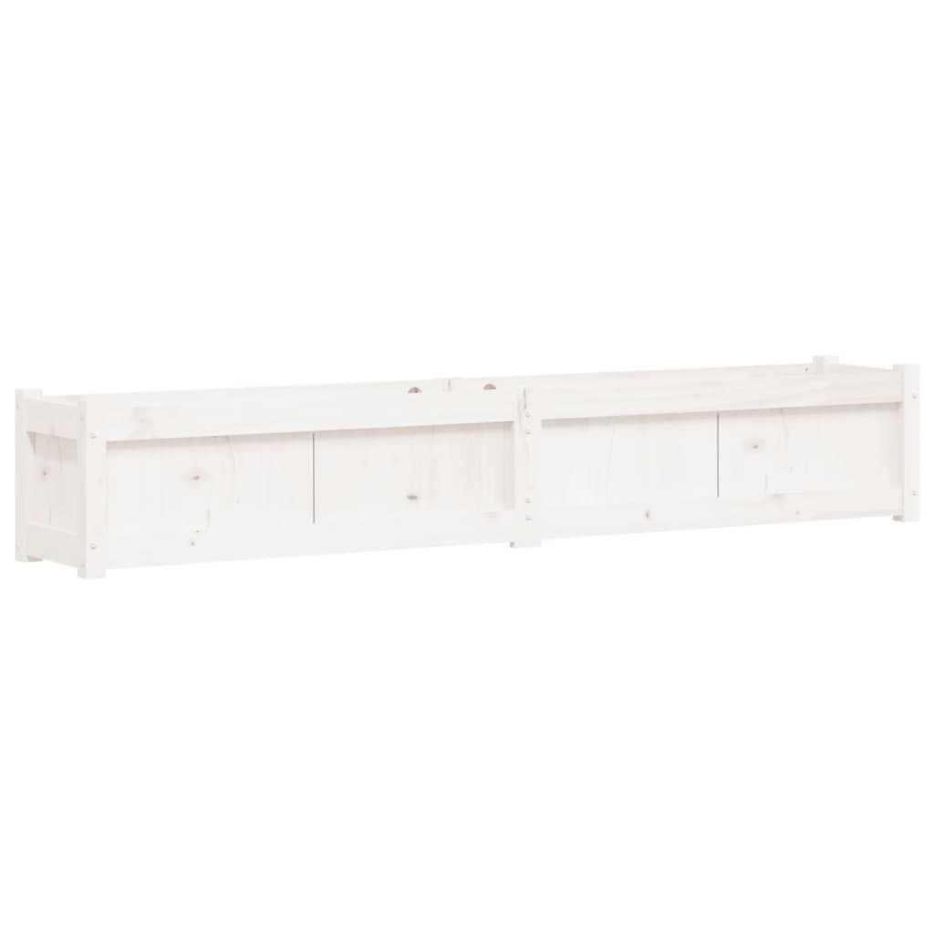 Jardinera De Madera Maciza De Pino Blanca 180x31x31 Cm_0