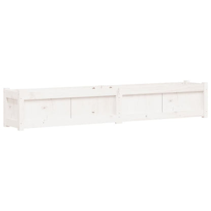 Jardinera De Madera Maciza De Pino Blanca 180x31x31 Cm_0