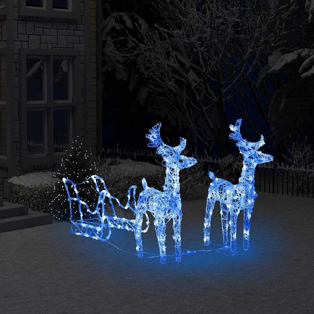 Vidaxl Reno Y Trineo Adorno Navideño 160 Leds Acrílico 130 Cm_1
