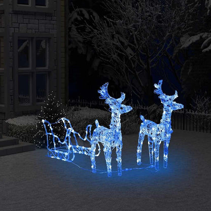 Vidaxl Reno Y Trineo Adorno Navideño 160 Leds Acrílico 130 Cm_1